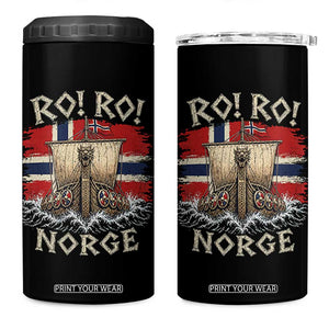 Retro Norge Viking Longship Ro Ro 4 in 1 Can Cooler Tumbler Patriotic Norge Norwegian Flag Funny Rowing Support TS02 One Size: 16 oz Black Print Your Wear
