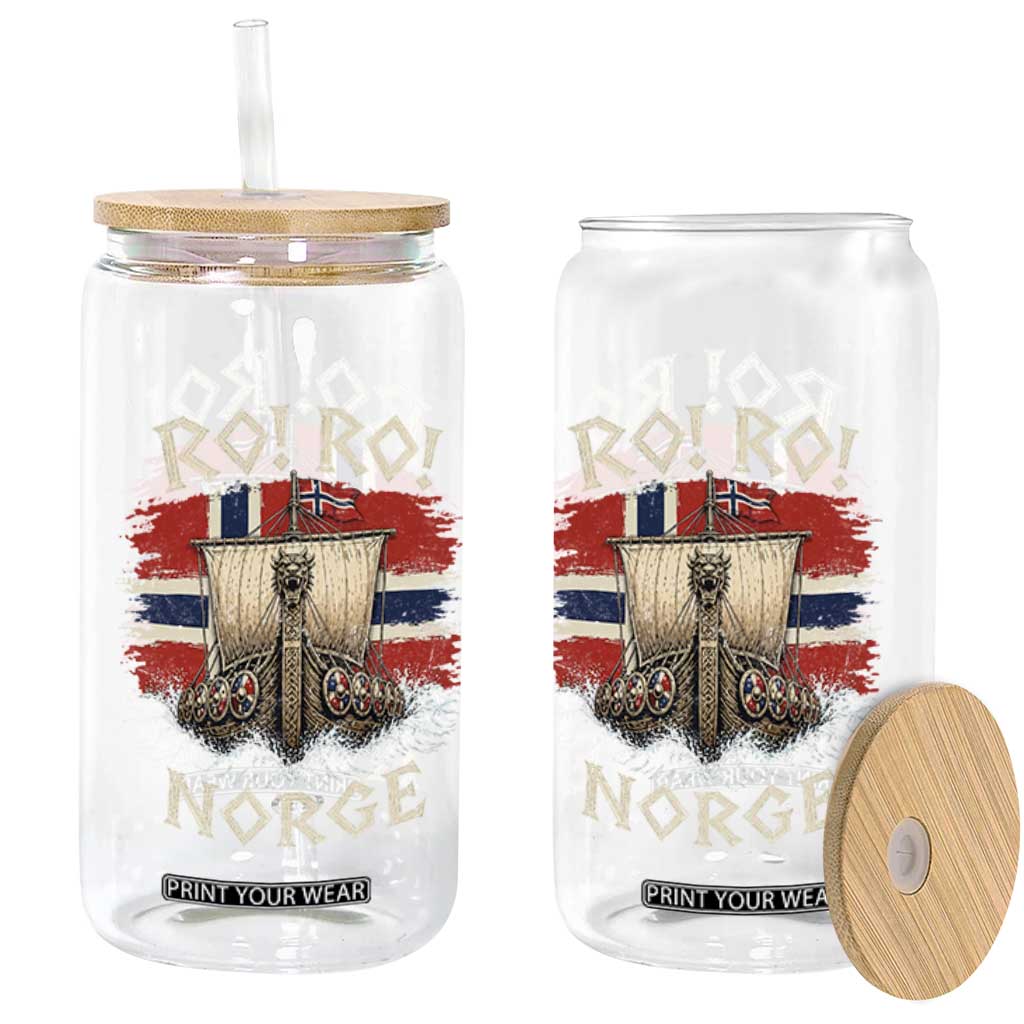 Retro Norge Viking Longship Ro Ro Glass Can Patriotic Norge Norwegian Flag Funny Rowing Support TS02 Print Your Wear