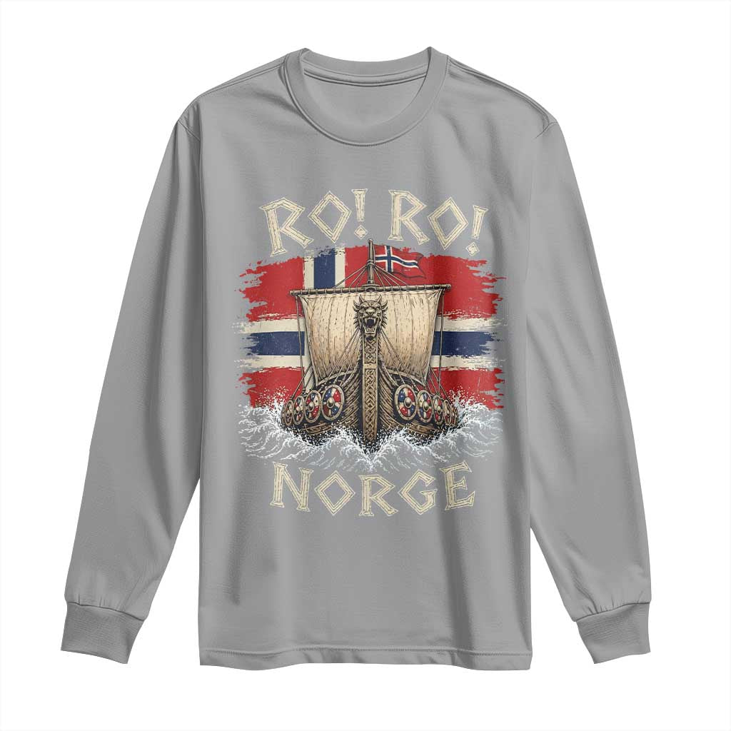 Retro Norge Viking Longship Ro Ro Long Sleeve Shirt Patriotic Norge Norwegian Flag Funny Rowing Support TS02 Sport Gray Print Your Wear