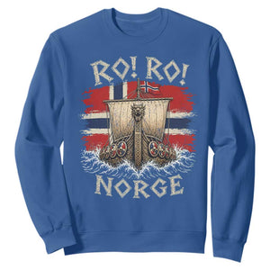 Retro Norge Viking Longship Ro Ro Sweatshirt Patriotic Norge Norwegian Flag Funny Rowing Support TS02 Royal Blue Print Your Wear
