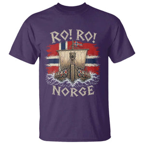 Retro Norge Viking Longship Ro Ro T Shirt Patriotic Norge Norwegian Flag Funny Rowing Support TS02 Purple Print Your Wear
