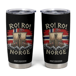 Retro Norge Viking Longship Ro Ro Tumbler Cup Patriotic Norge Norwegian Flag Funny Rowing Support TS02 Black Print Your Wear