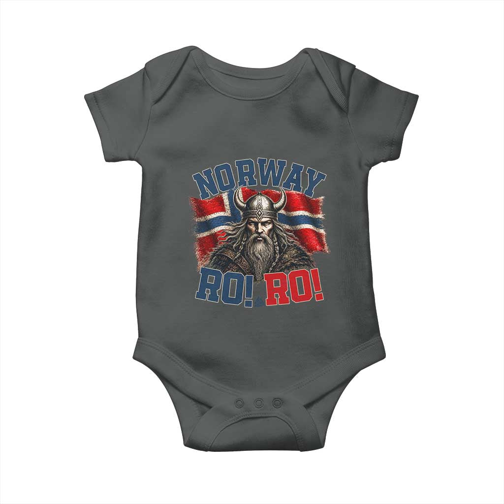 Fierce Norway Viking Warrior Ro Ro Baby Onesie Patriotic Norge Norwegian Flag Funny Rowing Support TS02 Dark Heather Print Your Wear
