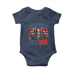 Fierce Norway Viking Warrior Ro Ro Baby Onesie Patriotic Norge Norwegian Flag Funny Rowing Support TS02 Navy Print Your Wear