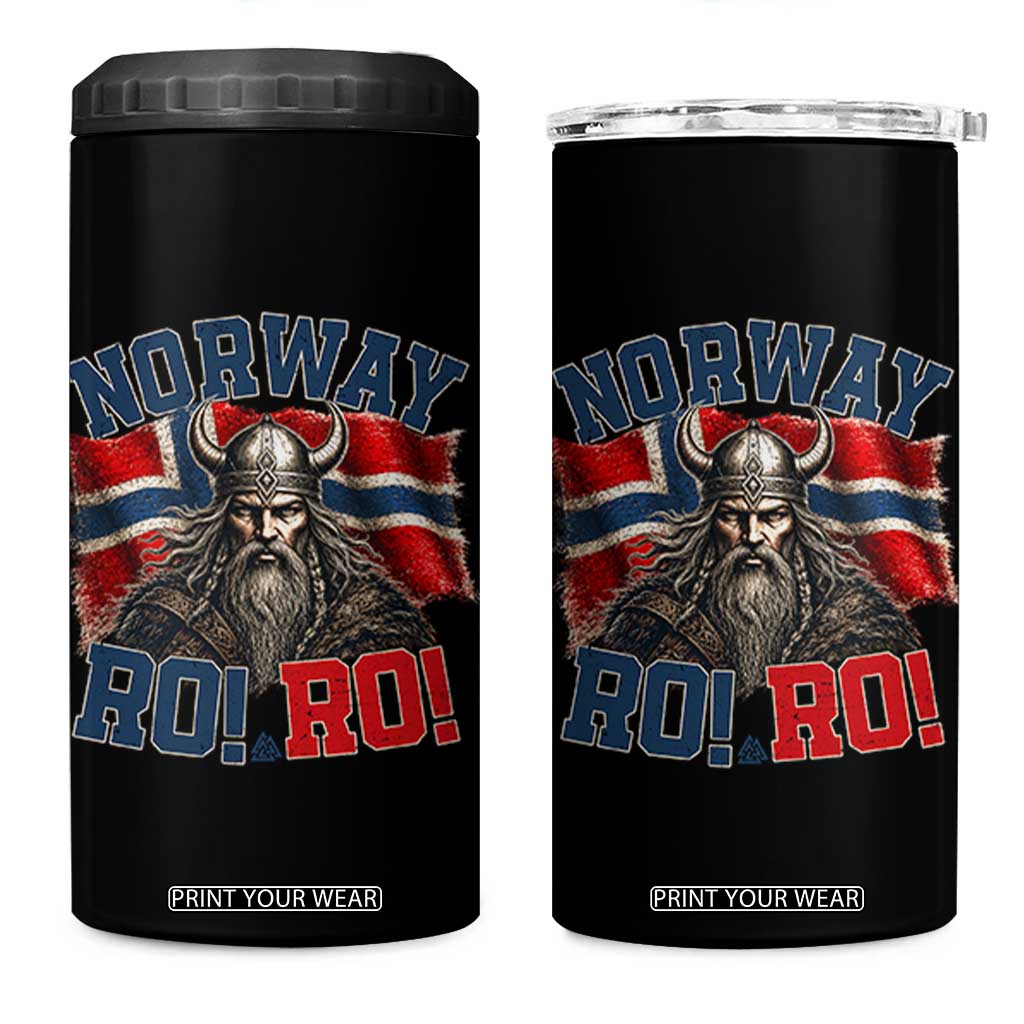 Fierce Norway Viking Warrior Ro Ro 4 in 1 Can Cooler Tumbler Patriotic Norge Norwegian Flag Funny Rowing Support TS02 One Size: 16 oz Black Print Your Wear