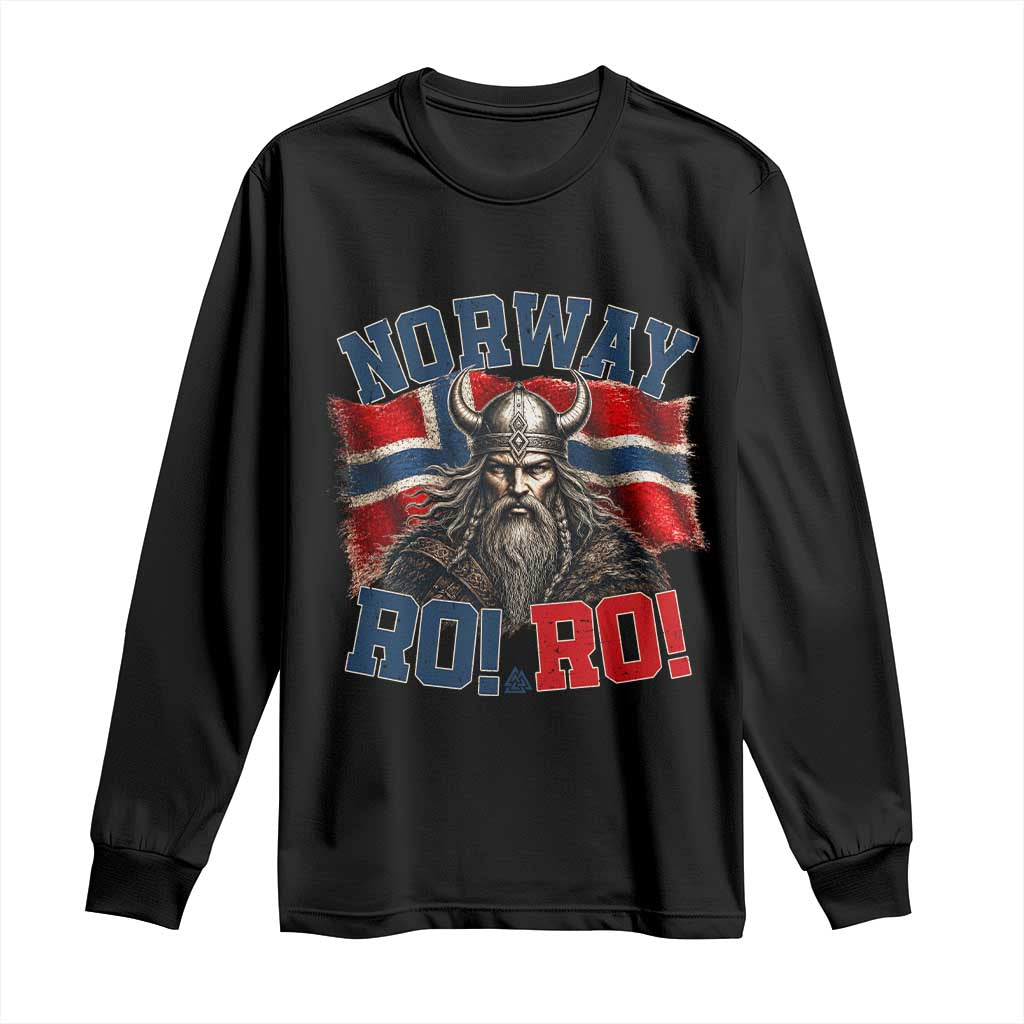 Fierce Norway Viking Warrior Ro Ro Long Sleeve Shirt Patriotic Norge Norwegian Flag Funny Rowing Support TS02 Black Print Your Wear