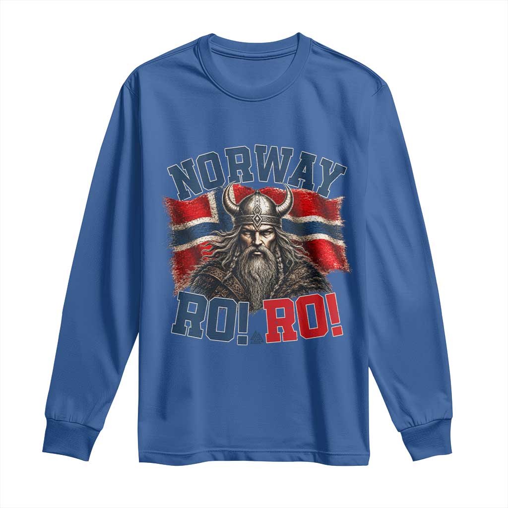 Fierce Norway Viking Warrior Ro Ro Long Sleeve Shirt Patriotic Norge Norwegian Flag Funny Rowing Support TS02 Royal Blue Print Your Wear