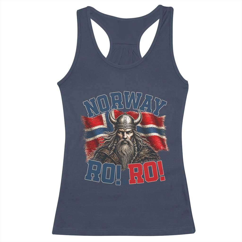 Fierce Norway Viking Warrior Ro Ro Racerback Tank Top Patriotic Norge Norwegian Flag Funny Rowing Support TS02 Navy Print Your Wear