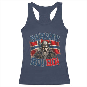 Fierce Norway Viking Warrior Ro Ro Racerback Tank Top Patriotic Norge Norwegian Flag Funny Rowing Support TS02 Navy Print Your Wear