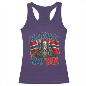 Fierce Norway Viking Warrior Ro Ro Racerback Tank Top Patriotic Norge Norwegian Flag Funny Rowing Support TS02 Purple Print Your Wear