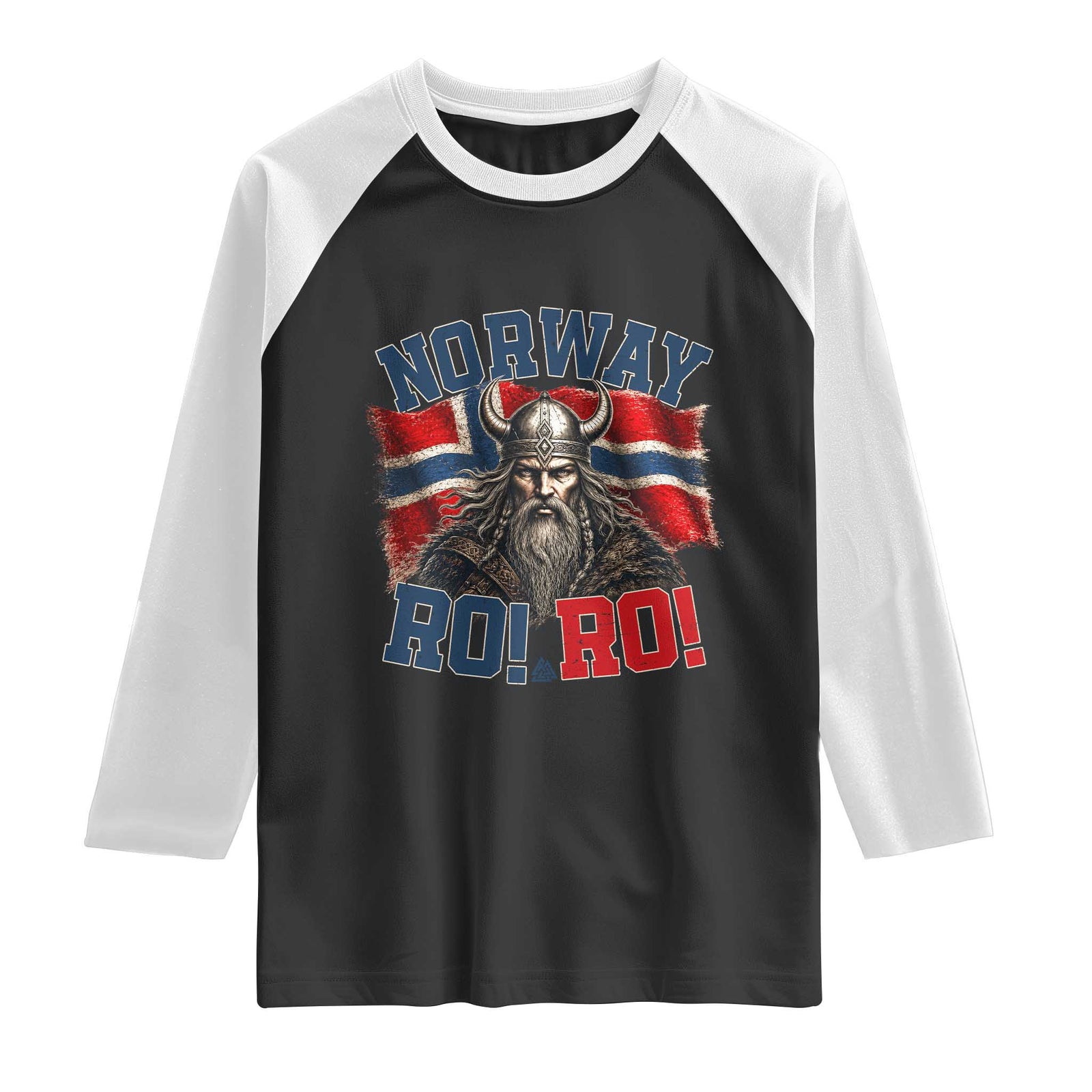 Fierce Norway Viking Warrior Ro Ro Raglan Shirt Patriotic Norge Norwegian Flag Funny Rowing Support TS02 Black White Print Your Wear