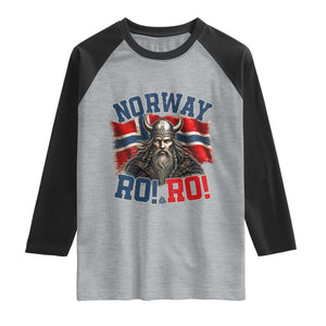 Fierce Norway Viking Warrior Ro Ro Raglan Shirt Patriotic Norge Norwegian Flag Funny Rowing Support TS02 Heather Gray Black Print Your Wear