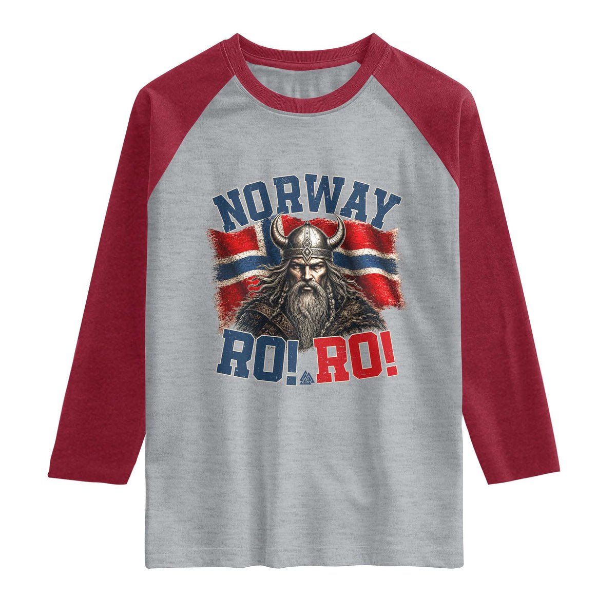 Fierce Norway Viking Warrior Ro Ro Raglan Shirt Patriotic Norge Norwegian Flag Funny Rowing Support TS02 Heather Gray Heather Red Print Your Wear