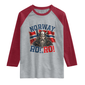 Fierce Norway Viking Warrior Ro Ro Raglan Shirt Patriotic Norge Norwegian Flag Funny Rowing Support TS02 Heather Gray Heather Red Print Your Wear