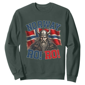 Fierce Norway Viking Warrior Ro Ro Sweatshirt Patriotic Norge Norwegian Flag Funny Rowing Support TS02 Dark Forest Green Print Your Wear