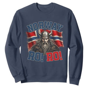 Fierce Norway Viking Warrior Ro Ro Sweatshirt Patriotic Norge Norwegian Flag Funny Rowing Support TS02 Navy Print Your Wear