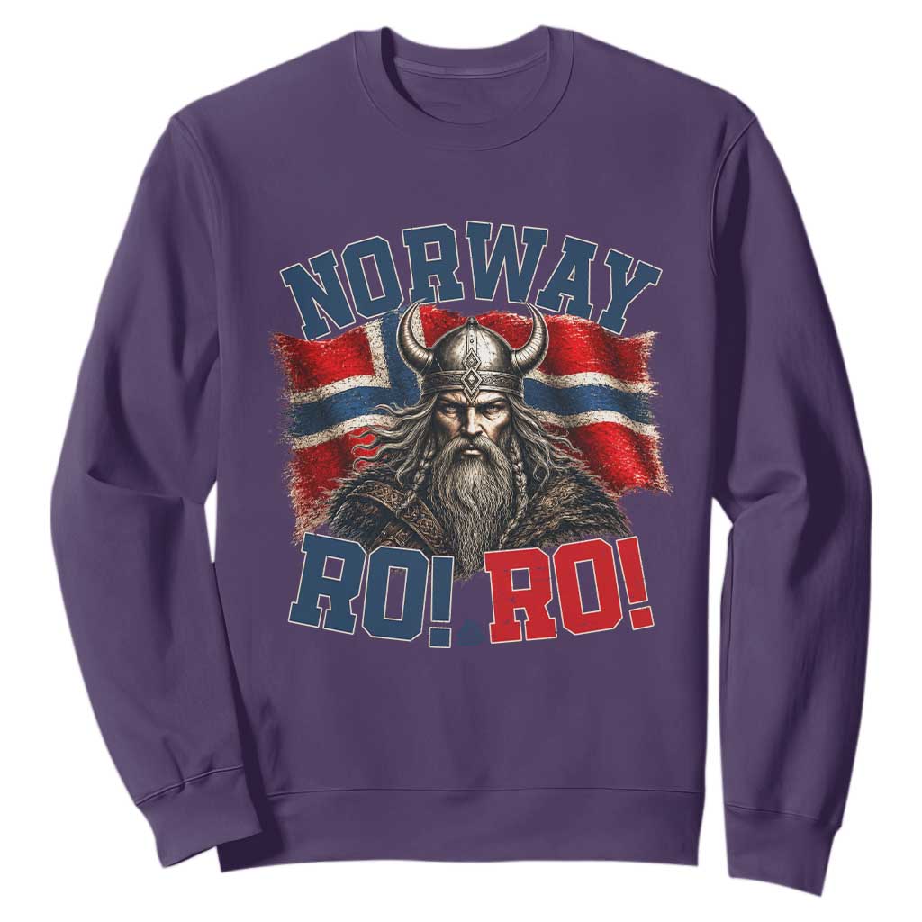 Fierce Norway Viking Warrior Ro Ro Sweatshirt Patriotic Norge Norwegian Flag Funny Rowing Support TS02 Purple Print Your Wear