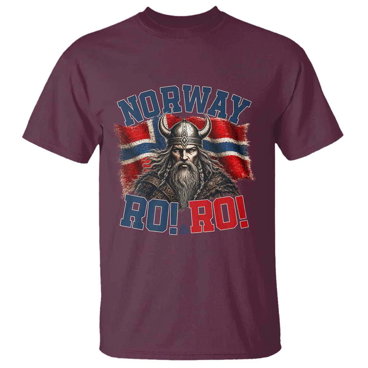 Fierce Norway Viking Warrior Ro Ro T Shirt Patriotic Norge Norwegian Flag Funny Rowing Support TS02 Maroon Print Your Wear