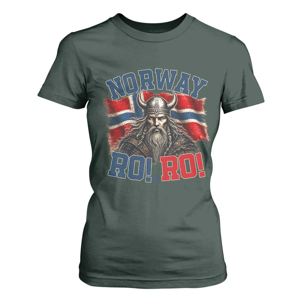 Fierce Norway Viking Warrior Ro Ro T Shirt For Women Patriotic Norge Norwegian Flag Funny Rowing Support TS02 Dark Forest Green Print Your Wear