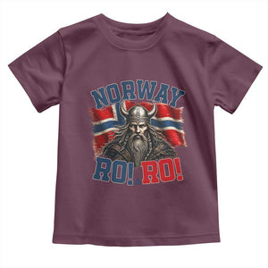 Fierce Norway Viking Warrior Ro Ro Toddler T Shirt Patriotic Norge Norwegian Flag Funny Rowing Support TS02 Maroon Print Your Wear