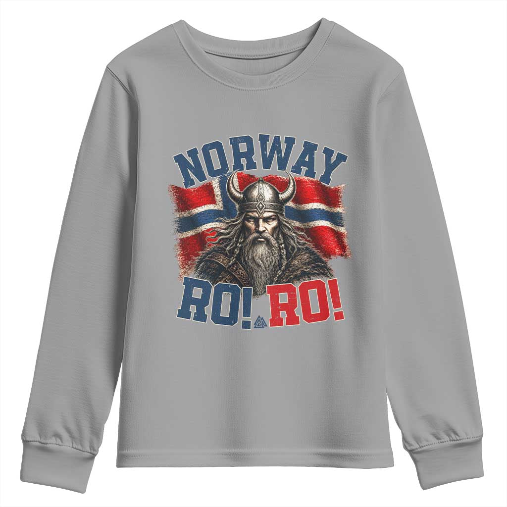 Fierce Norway Viking Warrior Ro Ro Youth Sweatshirt Patriotic Norge Norwegian Flag Funny Rowing Support TS02 Sport Gray Print Your Wear