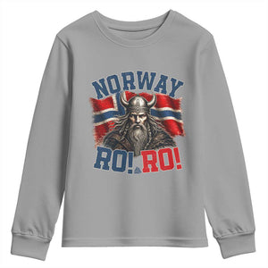 Fierce Norway Viking Warrior Ro Ro Youth Sweatshirt Patriotic Norge Norwegian Flag Funny Rowing Support TS02 Sport Gray Print Your Wear