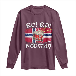 Funny Norway Drummer Ro Ro Long Sleeve Shirt Patriotic Norge Norwegian Flag Rowing Support TS02 Maroon Print Your Wear