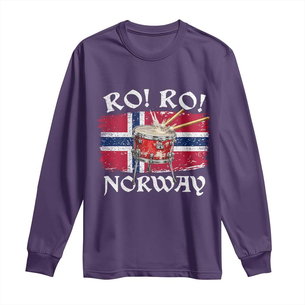Funny Norway Drummer Ro Ro Long Sleeve Shirt Patriotic Norge Norwegian Flag Rowing Support TS02 Purple Print Your Wear
