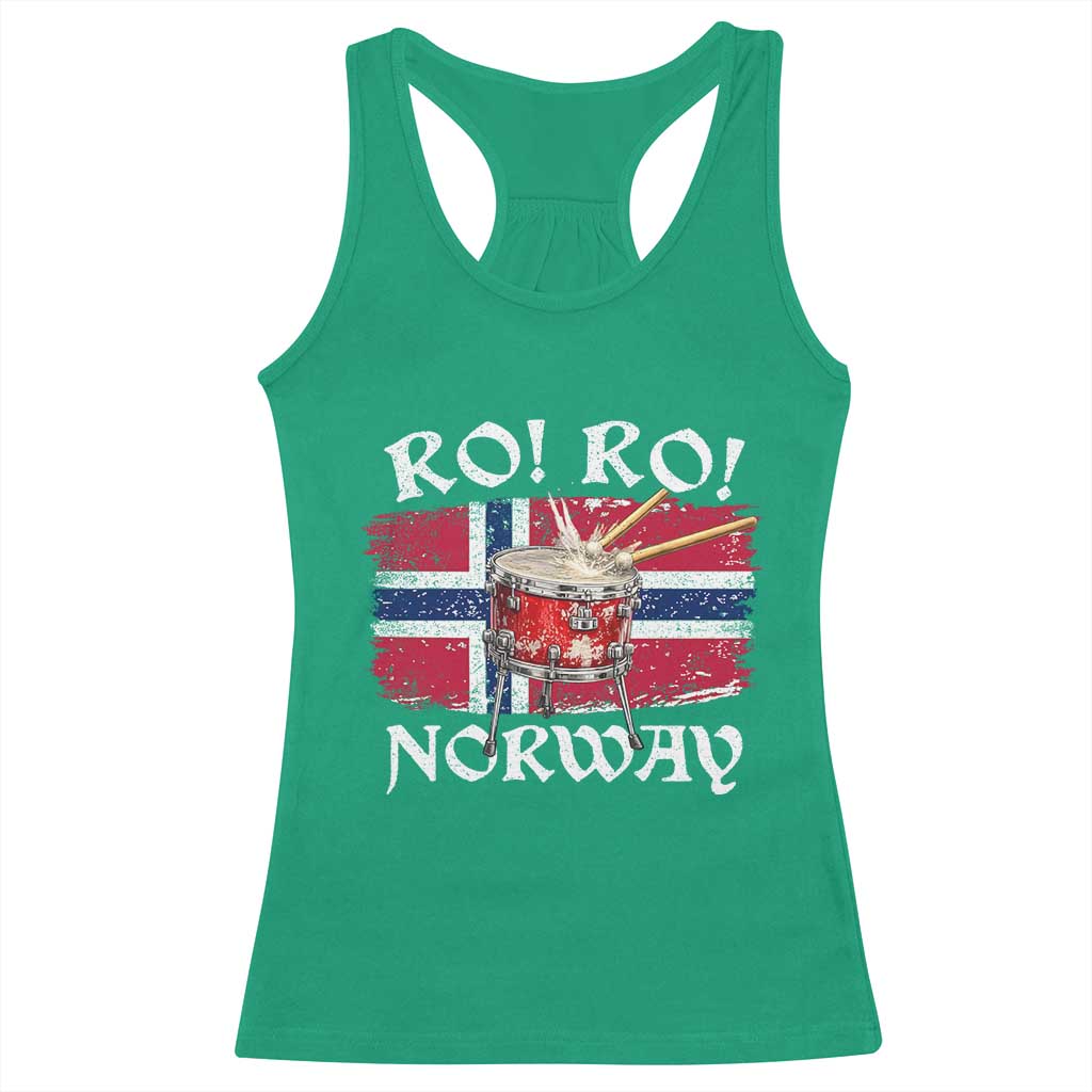 Funny Norway Drummer Ro Ro Racerback Tank Top Patriotic Norge Norwegian Flag Rowing Support TS02 Irish Green Print Your Wear