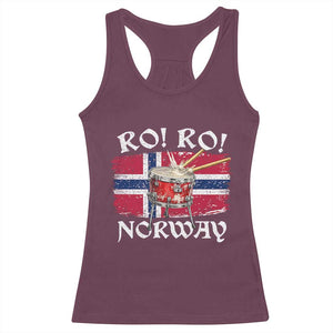 Funny Norway Drummer Ro Ro Racerback Tank Top Patriotic Norge Norwegian Flag Rowing Support TS02 Maroon Print Your Wear