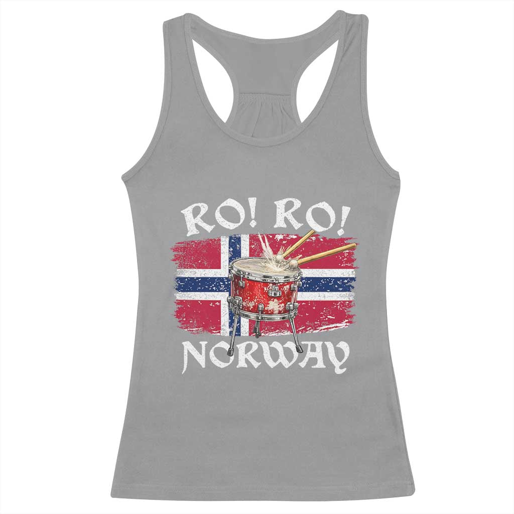 Funny Norway Drummer Ro Ro Racerback Tank Top Patriotic Norge Norwegian Flag Rowing Support TS02 Sport Gray Print Your Wear