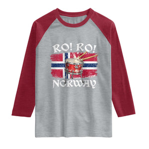Funny Norway Drummer Ro Ro Raglan Shirt Patriotic Norge Norwegian Flag Rowing Support TS02 Heather Gray Heather Red Print Your Wear