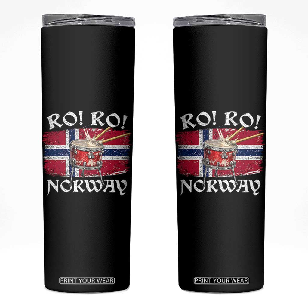 Funny Norway Drummer Ro Ro Skinny Tumbler Patriotic Norge Norwegian Flag Rowing Support TS02 Black Print Your Wear