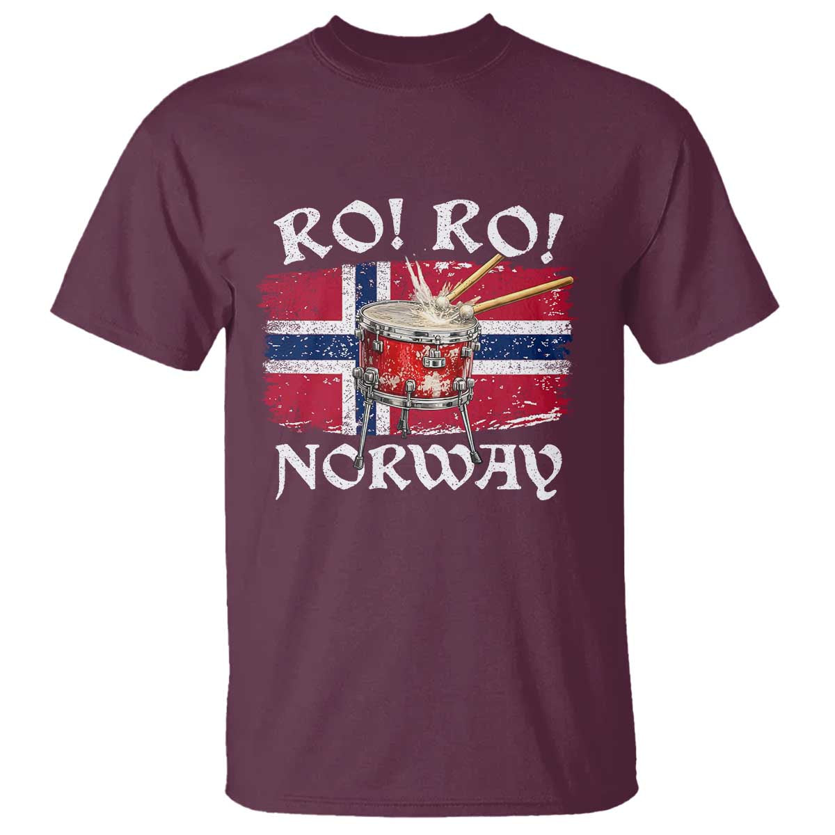 Funny Norway Drummer Ro Ro T Shirt Patriotic Norge Norwegian Flag Rowing Support TS02 Maroon Print Your Wear