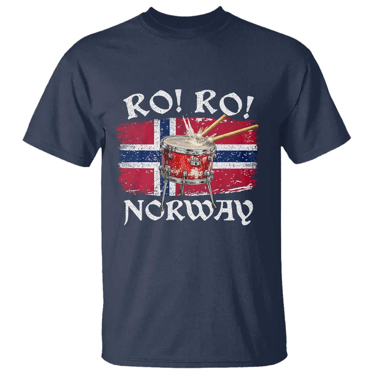 Funny Norway Drummer Ro Ro T Shirt Patriotic Norge Norwegian Flag Rowing Support TS02 Navy Print Your Wear