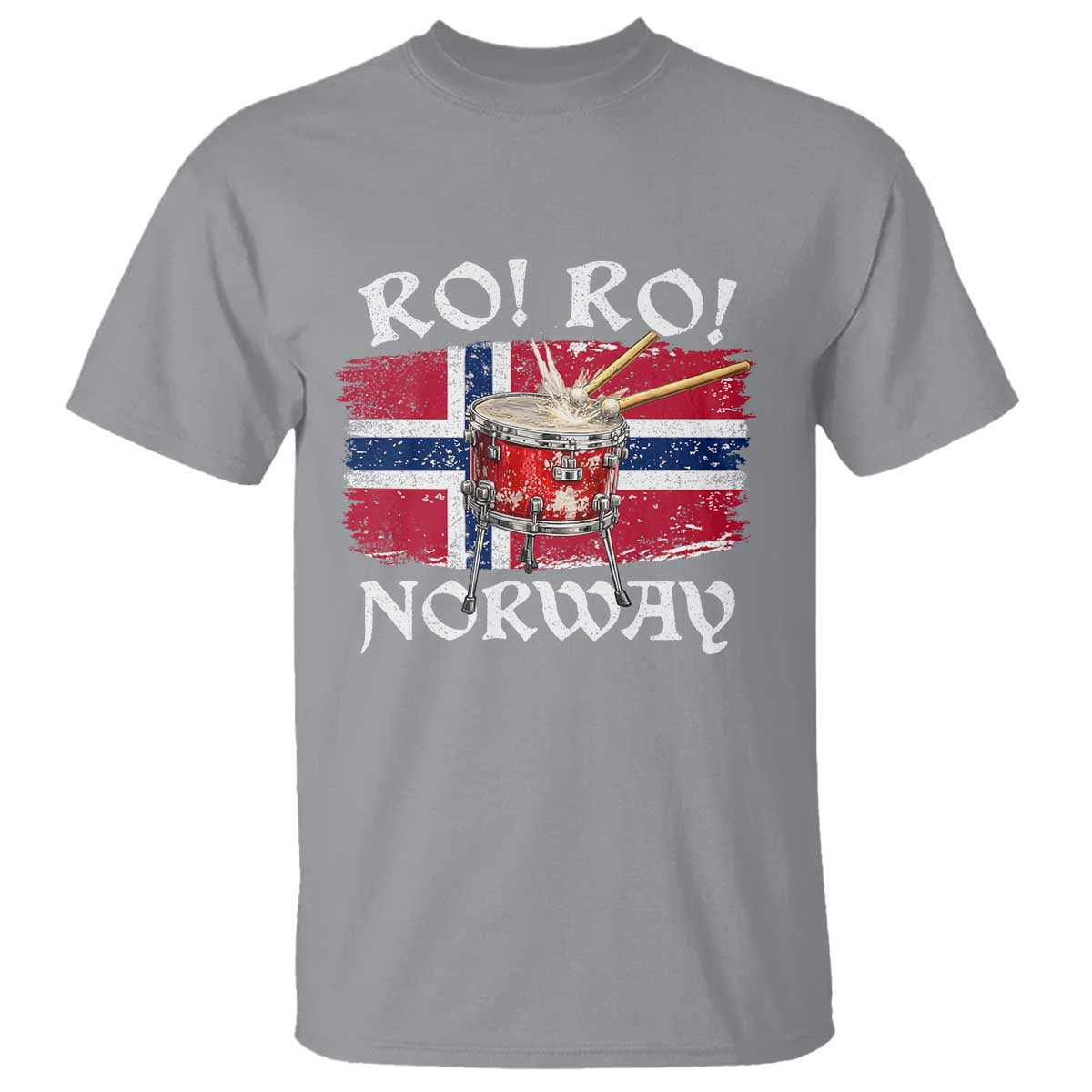 Funny Norway Drummer Ro Ro T Shirt Patriotic Norge Norwegian Flag Rowing Support TS02 Sport Gray Print Your Wear