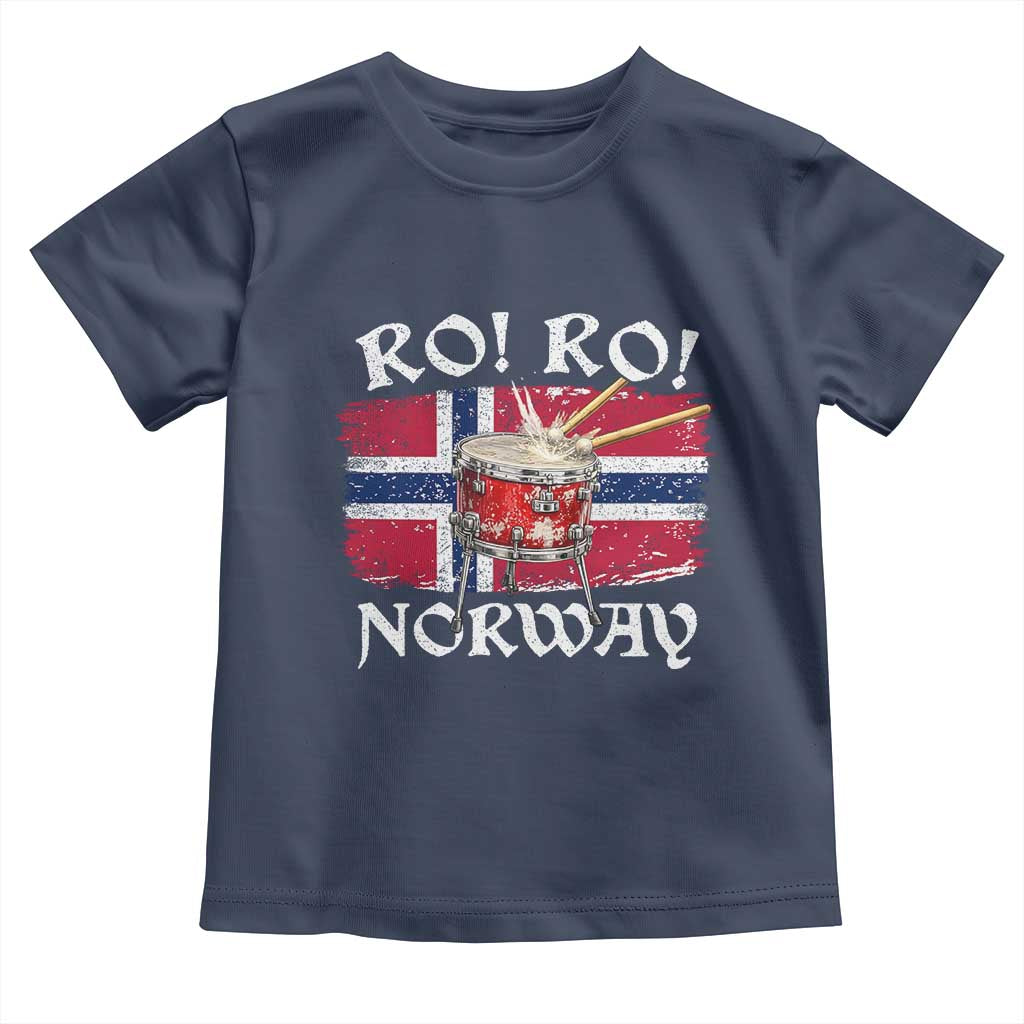Funny Norway Drummer Ro Ro Toddler T Shirt Patriotic Norge Norwegian Flag Rowing Support TS02 Navy Print Your Wear