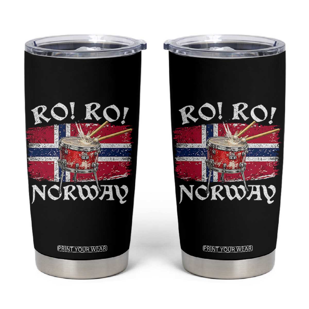 Funny Norway Drummer Ro Ro Tumbler Cup Patriotic Norge Norwegian Flag Rowing Support TS02 Black Print Your Wear