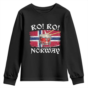 Funny Norway Drummer Ro Ro Youth Sweatshirt Patriotic Norge Norwegian Flag Rowing Support TS02 Black Print Your Wear