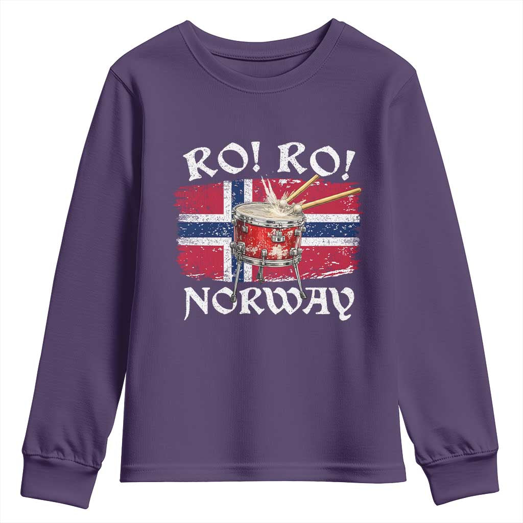 Funny Norway Drummer Ro Ro Youth Sweatshirt Patriotic Norge Norwegian Flag Rowing Support TS02 Purple Print Your Wear