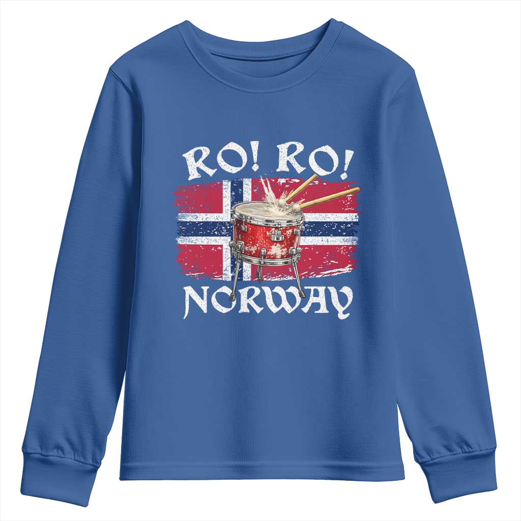 Funny Norway Drummer Ro Ro Youth Sweatshirt Patriotic Norge Norwegian Flag Rowing Support TS02 Royal Blue Print Your Wear