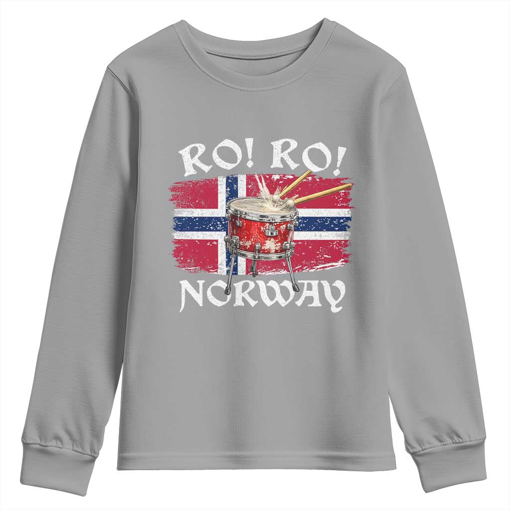 Funny Norway Drummer Ro Ro Youth Sweatshirt Patriotic Norge Norwegian Flag Rowing Support TS02 Sport Gray Print Your Wear