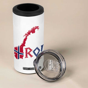Norway Flag Country Map Patriotic Ro Ro Chant 4 in 1 Can Cooler Tumbler Norwegian Viking Row Soccer Supporter Football Fans