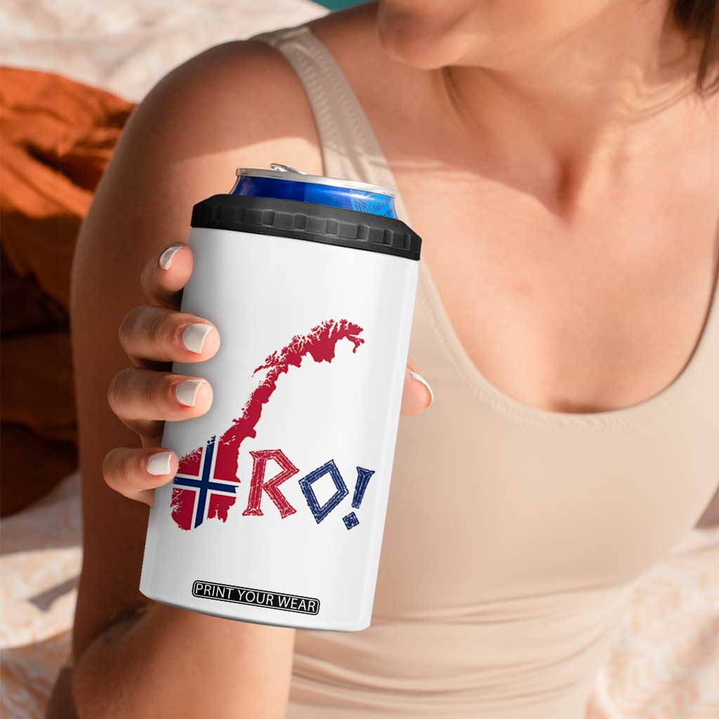 Norway Flag Country Map Patriotic Ro Ro Chant 4 in 1 Can Cooler Tumbler Norwegian Viking Row Soccer Supporter Football Fans