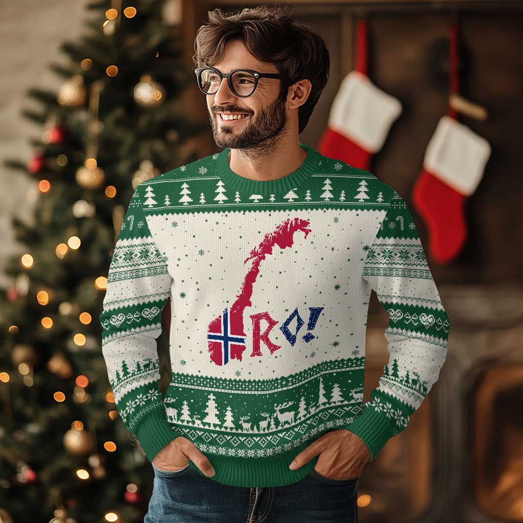 Norway Flag Country Map Patriotic Ro Ro Chant Ugly Christmas Sweater Norwegian Viking Row Soccer Supporter Football Fans