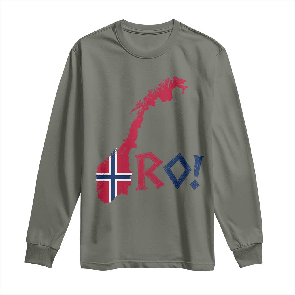 Norway Flag Country Map Patriotic Ro Ro Chant Long Sleeve Shirt Norwegian Viking Row Soccer Supporter Football Fans
