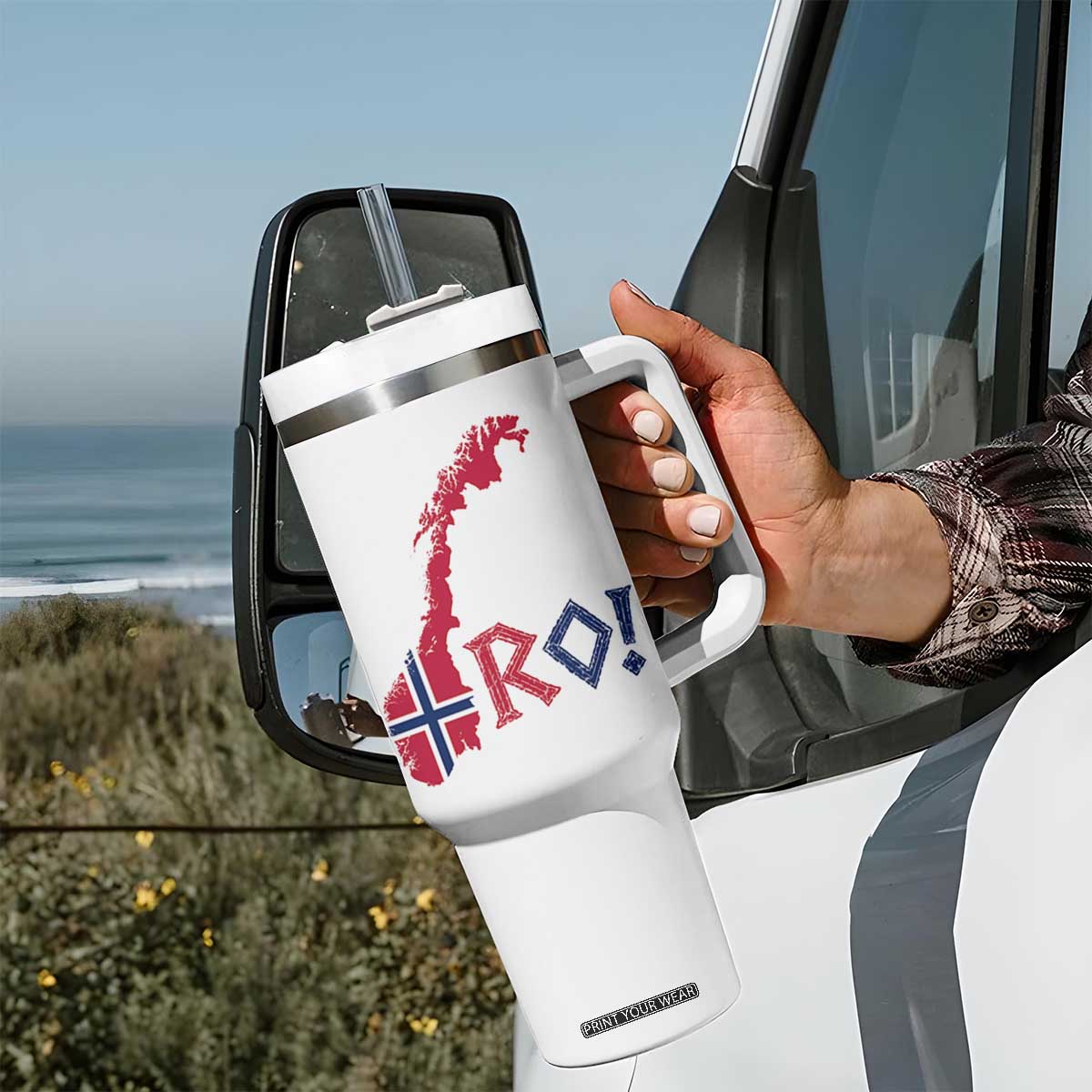 Norway Flag Country Map Patriotic Ro Ro Chant Tumbler With Handle Norwegian Viking Row Soccer Supporter Football Fans