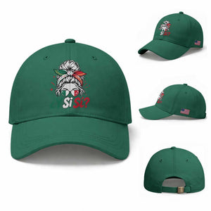 Y Si Si Mexican Flag Messy Bun with Sunglasses Graphic Baseball Cap What If Yes Mexico Latina Pride TS02 Baseball Cap Universal Fit Irish Green Print Your Wear