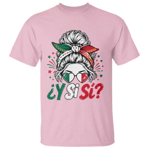 Y Si Si Mexican Flag Messy Bun with Sunglasses Graphic T Shirt What If Yes Mexico Latina Pride TS02 Light Pink Print Your Wear