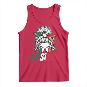Y Si Si Mexican Flag Messy Bun with Sunglasses Graphic Tank Top What If Yes Mexico Latina Pride TS02 Red Print Your Wear